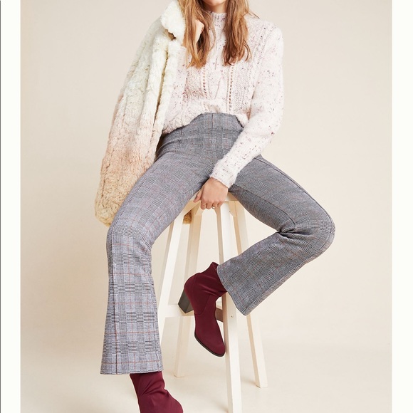 Anthropologie Pants - NWT Anthropologie Essential Crop Flare Plaid Pants